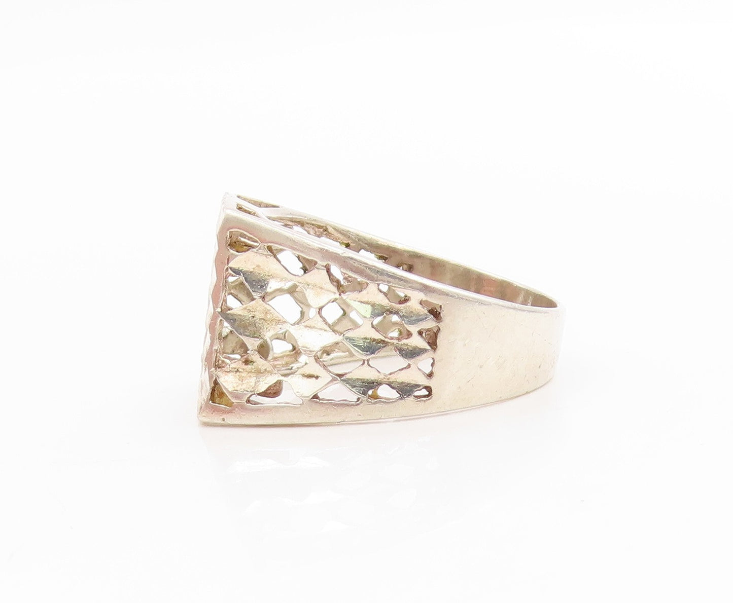 925 Sterling Silver Vintage Ring Carved Letter J Monogram Band  Sz 9  RG34054