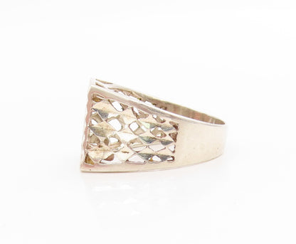 925 Sterling Silver Vintage Ring Carved Letter J Monogram Band  Sz 9  RG34054