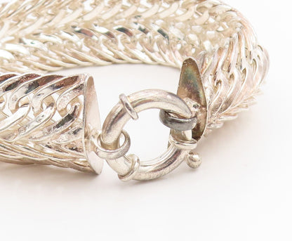 925 Sterling Silver Vintage Bracelet Braided Double Loop Foxtail Chain  BT11431