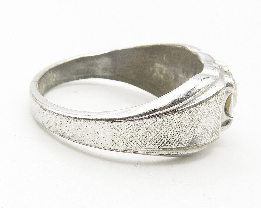 LIND 925 Sterling Silver  Vintage Cubic Zirconia Large Band Ring Sz 11 RG11672