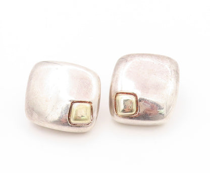 925 Sterling Silver Vintage Earrings Designer Puffed Solid Square Cut  EG13414
