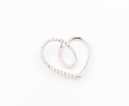925 Silver  Vintage Twisted Love Heart Cubic Zirconia Drop Pendant  PT20376