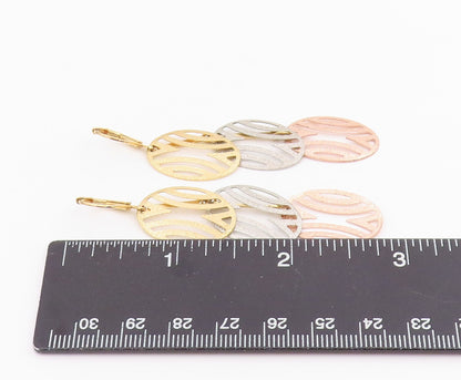 925 Sterling Silver Vintage Earrings Multi Tone Openwork Oval Dangle  EG14248