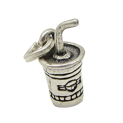 925 Sterling Silver  Vintage Cold Beverage Charm Pendant  PT1899