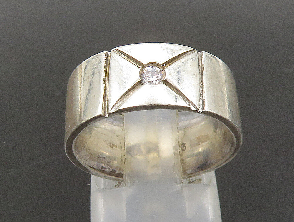 CILOR 925 Sterling Silver  Vintage White Topaz Smooth Band Ring Sz 5  RG23947
