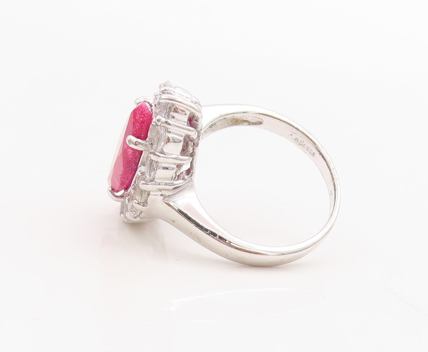 925 Sterling Silver Vintage Ring Marquise Cut Gemstone Halo CZ  Sz 7  RG30976