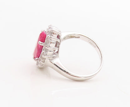 925 Sterling Silver Vintage Ring Marquise Cut Gemstone Halo CZ  Sz 7  RG30976