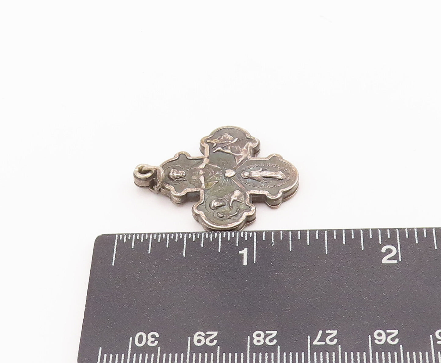 925 Sterling Silver Vintage Pendant Religious Carved Cross (OPENS)  PT22766