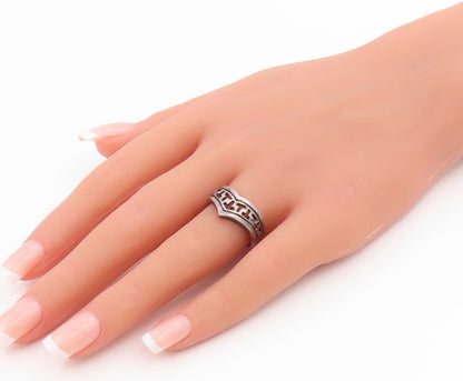 925 Sterling Silver Vintage Ring Letter T Initial Cutout Band  Sz 8  RG35701