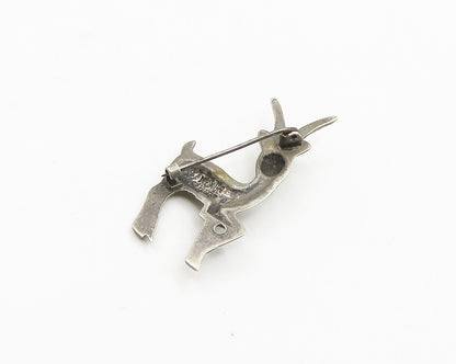 MEXICO 925 Sterling Silver  Vintage Antique Gazelle Animal Brooch Pin  BP7336