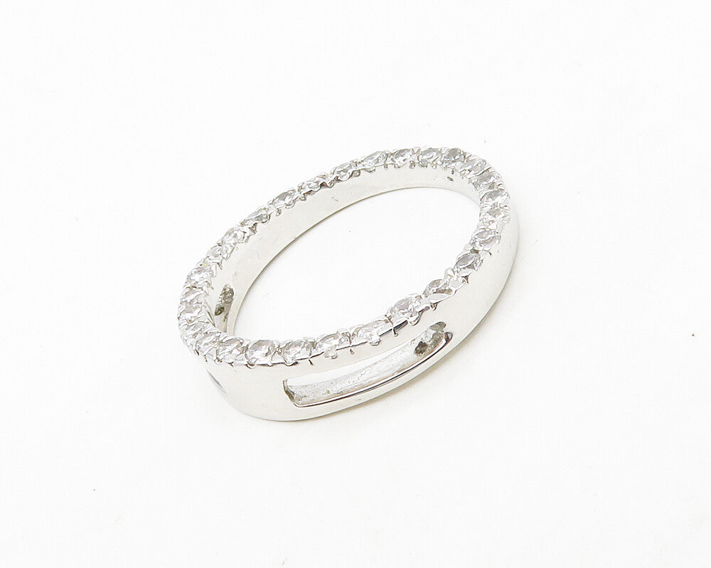 925 Sterling Silver  Vintage Shiny Cubic Zirconia Open Circle Pendant  PT14057