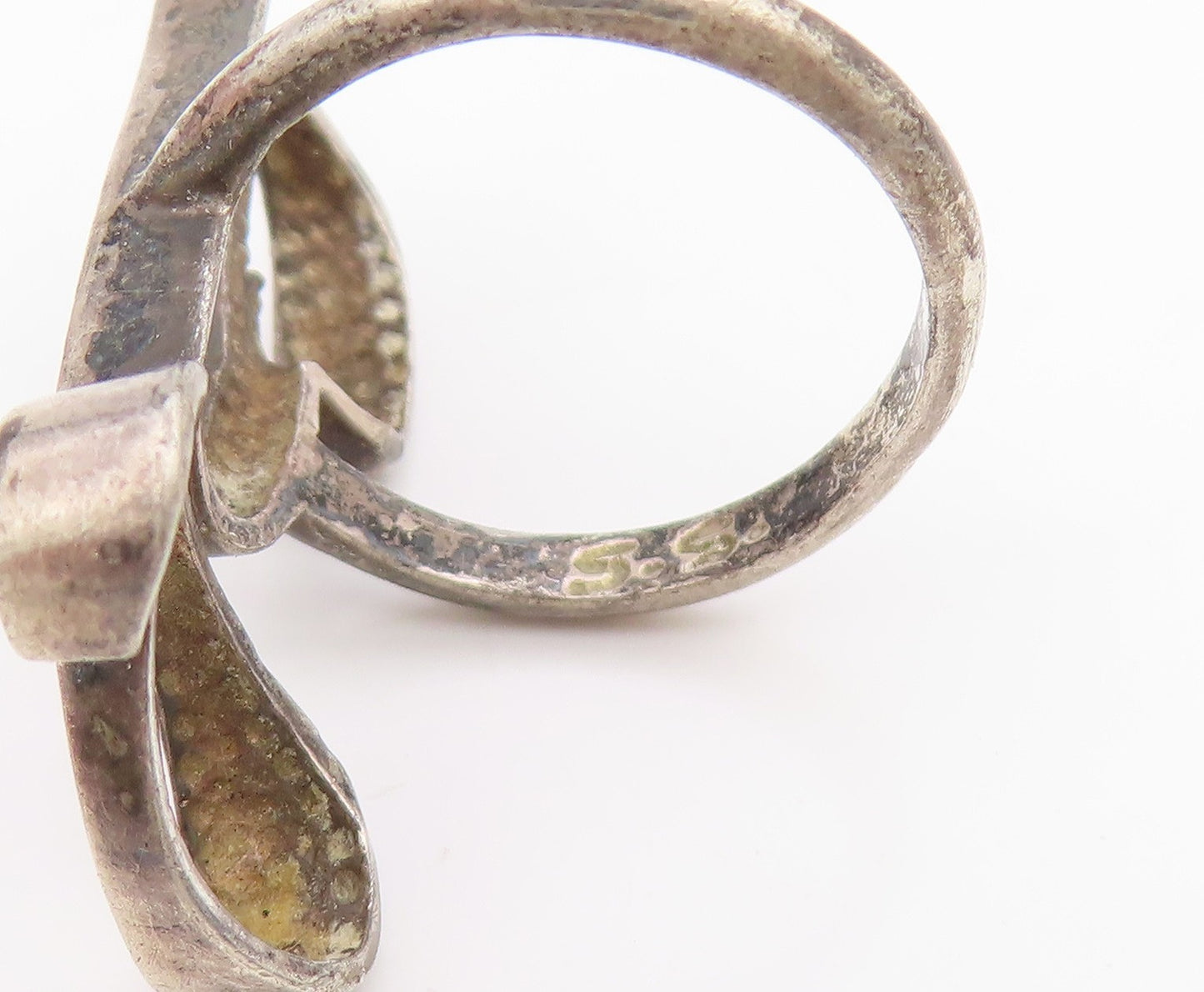 925 Sterling Silver Vintage Ring Letter Y Calligraphy Cutout Band  Sz 5  RG34392