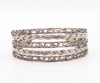 925 Sterling Silver Vintage Bracelet CAROLYN POLLACK Cutout Carved Cuff  BT10816