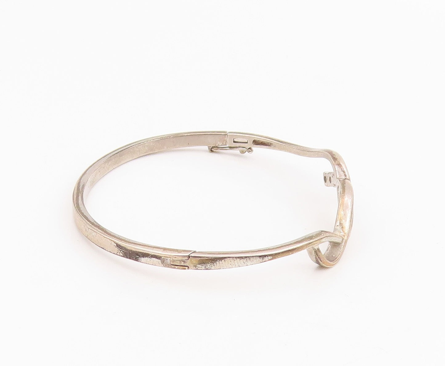 925 Sterling Silver Vintage Bracelet CZ Minimalist Infinity Wavy Bangle  BT11875