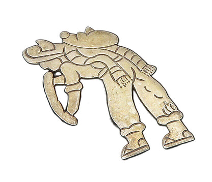 TAXCO 925 Sterling Silver  Vintage Etched Traveling Man Brooch Pin  BP8420