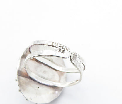 925 Sterling Silver  Vintage Cabochon Cut Jasper Cocktail Ring Sz 8  RG5167
