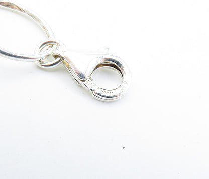 925 Sterling Silver  Vintage 2 Tone Heart Love Charmed Chain Bracelet  BT3066