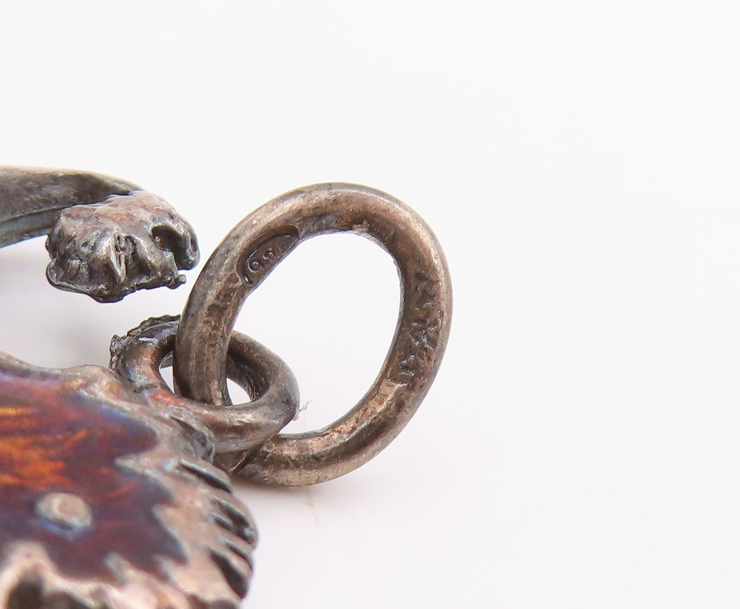 925 Sterling Silver Vintage Pendant Dark Tone Carved Poodle Charm  PT24531