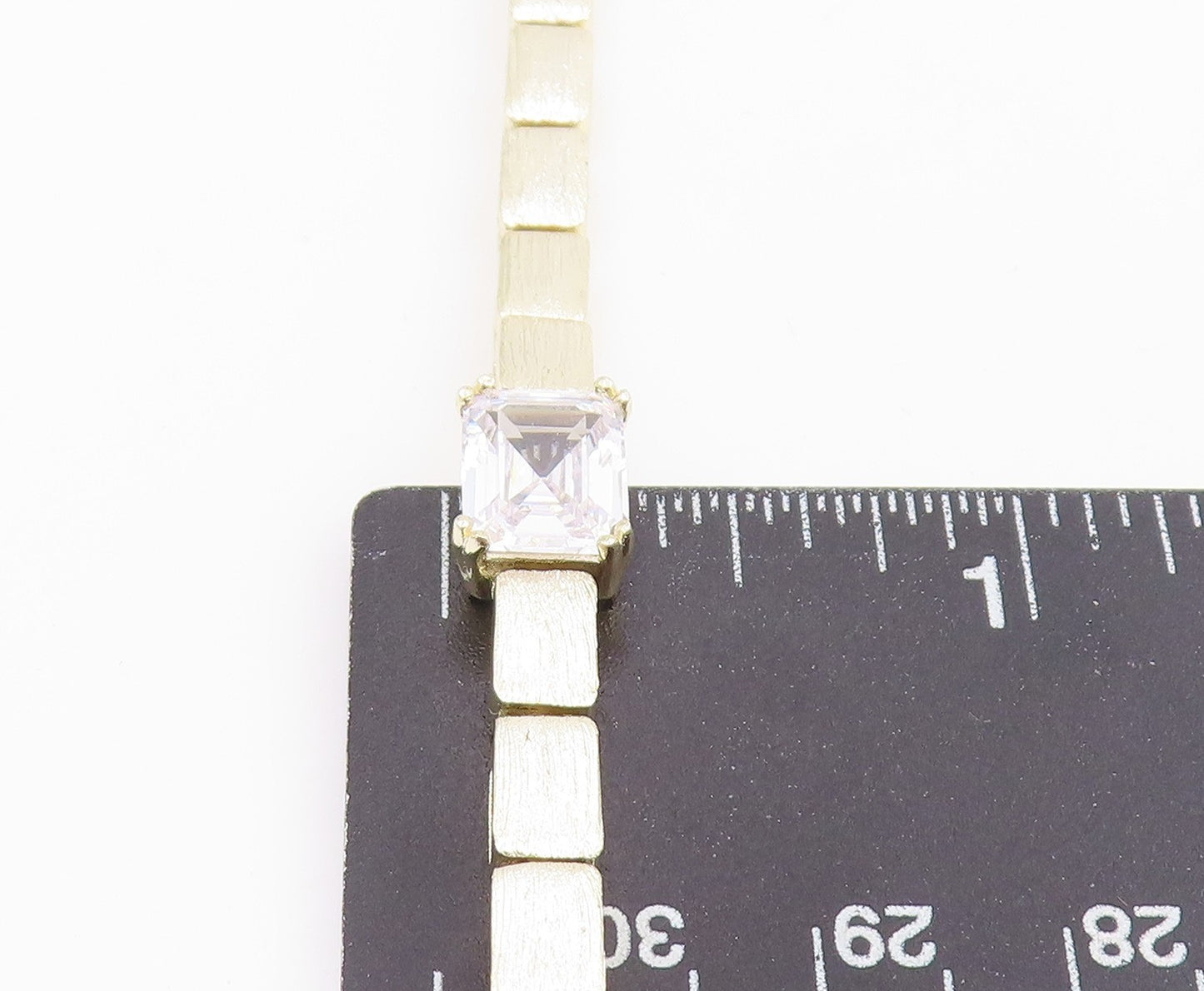 925 Sterling Silver Vintage Necklace Gold Plated CZ Geometric Collar  NE4868