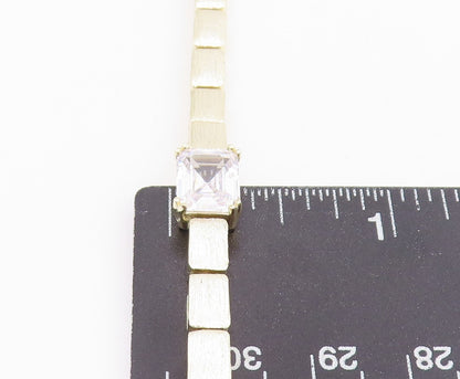 925 Sterling Silver Vintage Necklace Gold Plated CZ Geometric Collar  NE4868