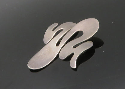 MEXICO 925 Sterling Silver  Vintage Shiny Smooth Swirl Brooch Pin  BP7964