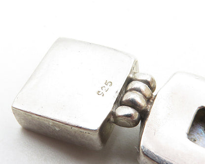 925 Sterling Silver  Vintage Pearls Square Hinge Link Chain Bracelet  BT4443
