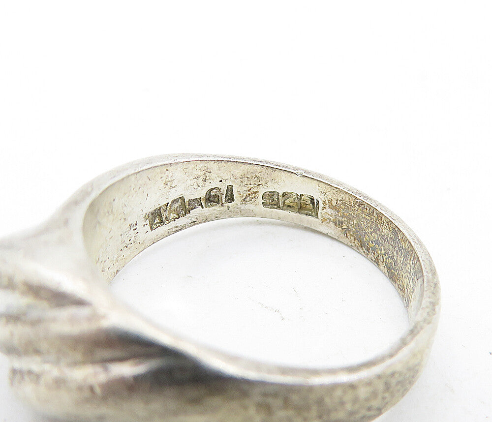 MEXICO 925 Silver  Vintage Dark Tone Fluted Dome Smooth Band Ring Sz 7  RG6976