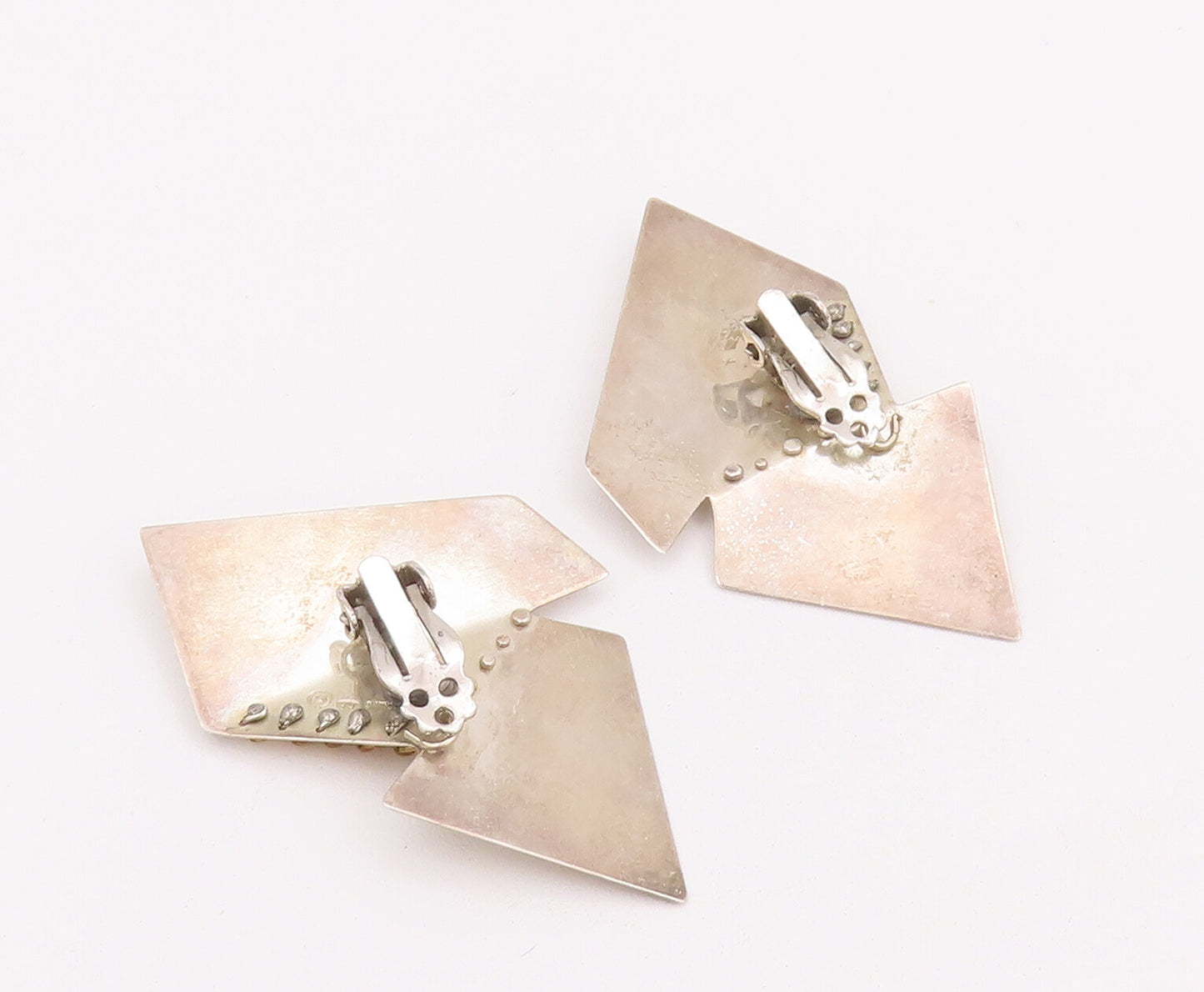 925 Sterling Silver Vintage Earrings EUROPEAN Brutalist Designer Beaded  EG12947