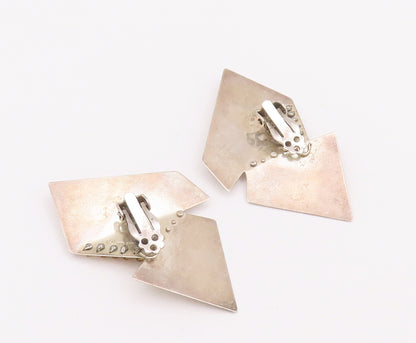 925 Sterling Silver Vintage Earrings EUROPEAN Brutalist Designer Beaded  EG12947