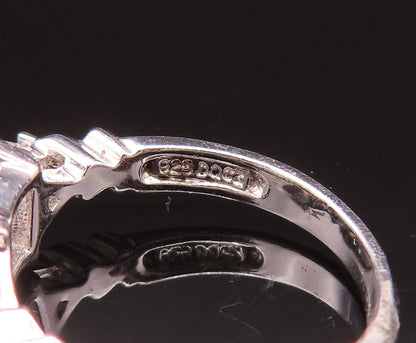 925 Sterling Silver  Vintage Princess Cut Cubic Zirconia Ring Sz 6.5  RG25486