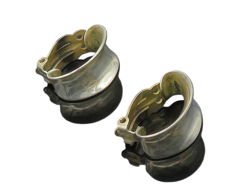 MWS MEXICO 925 Sterling Silver Vintage Concave Non Pierce Drop Earrings  EG9409