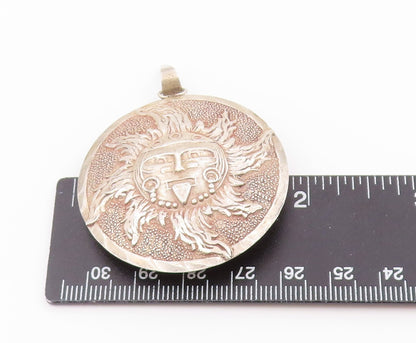 925 Sterling Silver Vintage Pendant Celestial Sun Face Statement Medal  PT26465