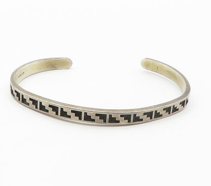 KABANA 925 Sterling Silver  Vintage Oxidized Patterned Cuff Bracelet  BT5857