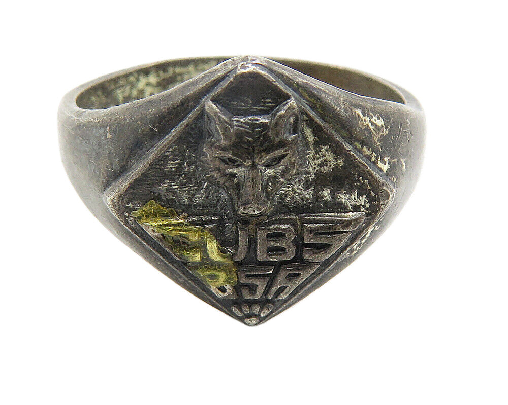 925 Sterling Silver  Vintage Antique Boy Scouts USA Band Ring Sz 6  RG11545