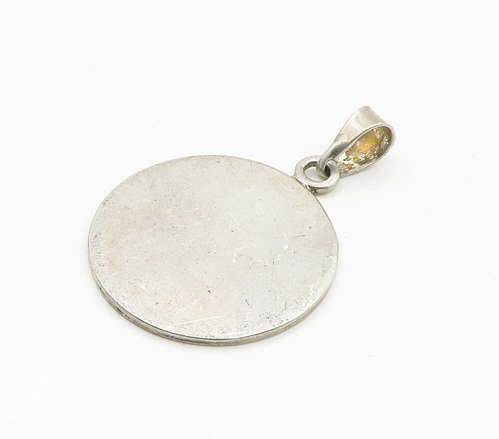 925 Sterling Silver Vintage Enamel Coated Round Drop Pendant PT12119
