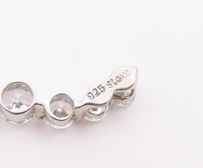 925 Sterling Silver  Vintage Shiny Cubic Zirconia Graduated Pendant  PT16681