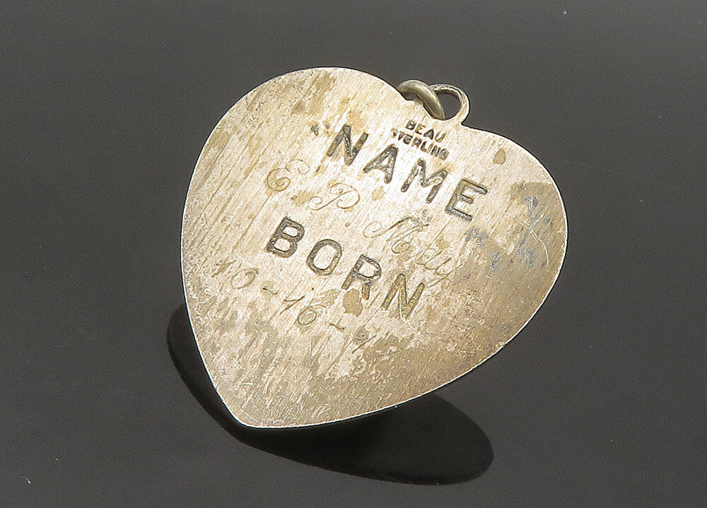BEAU 925 Sterling Silver  Vintage Baby Shoe & Love Heart Pendant  PT16000