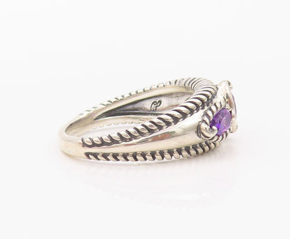 925 Sterling Silver Vintage Ring CAROLYN POLLACK Drop Oval Amethyst SZ 9 RG32188