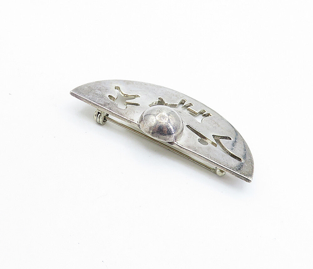 MEXICO 925 Sterling Silver  Vintage Cutout Reindeer Dome Brooch Pin  BP2392