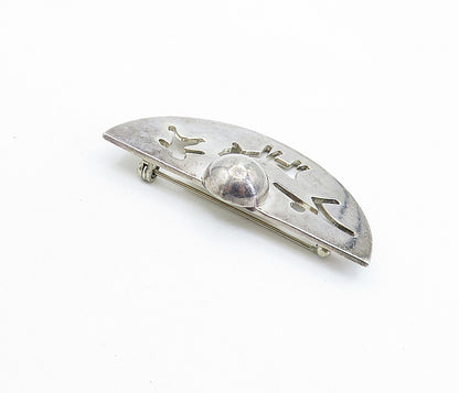 MEXICO 925 Sterling Silver  Vintage Cutout Reindeer Dome Brooch Pin  BP2392