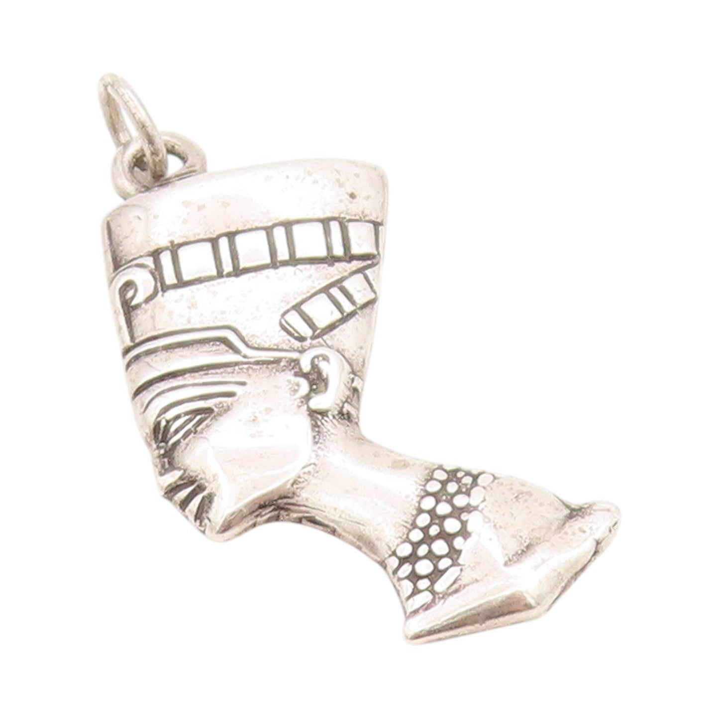 925 Sterling Silver Vintage Pendant Egyptian Queen Nefertiti Head Charm  PT24428
