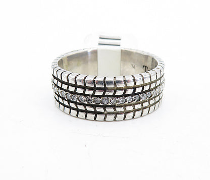 TAHARA & CO. 925 Silver  Vintage Cubic Zirconia Etched Band Ring Sz 10  RG5521