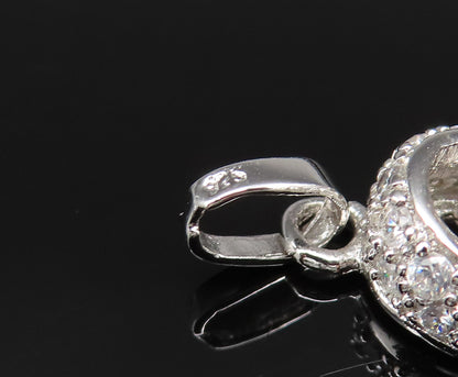 925 Sterling Silver  Vintage Sparkly Cubic Zirconia Shoe Charm Pendant PT20939