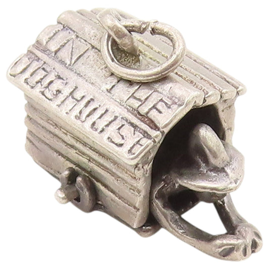 925 Sterling Silver Vintage Pendant Man In The Doghouse Charm MOVES  PT26573