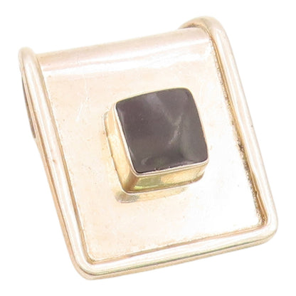 MEXICO 925 Sterling Silver  Vintage Black Onyx Square Slide Pendant  PT10030