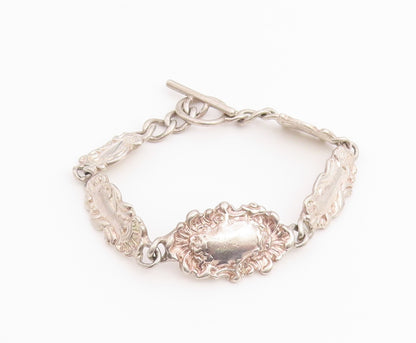 925 Sterling Silver Vintage Bracelet Victorian Style Scrollwork Link  BT12209