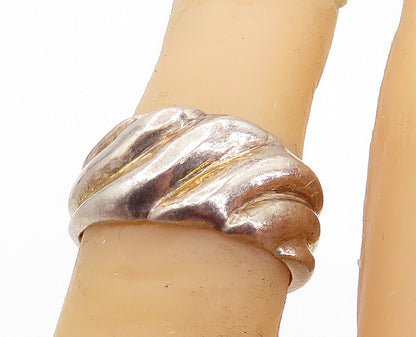 925 Sterling Silver  Vintage Shiny Fluted Detail Petite Band Ring Sz 6  RG5354