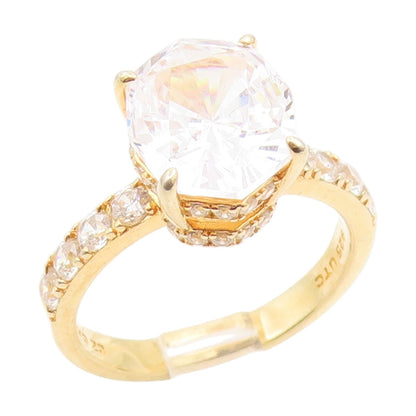 925 Sterling Silver Vintage Ring Gold Plated Elegant CZ Band  Sz 7  RG35015
