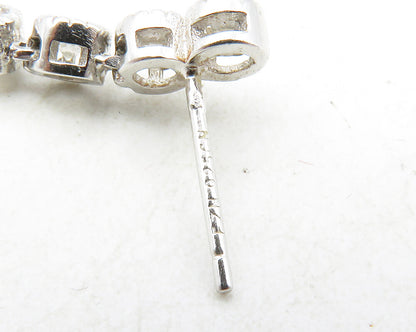 925 Sterling Silver  Shiny Tear Drop Cubic Zirconia Dangle Earrings  EG6442