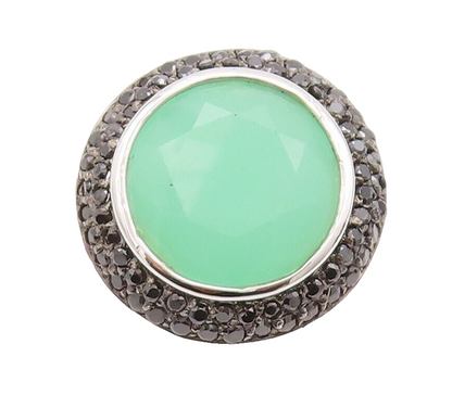 925 Sterling Silver Vintage Ring Round Green Gemstone Halo Spinel  Sz 7  RG29602